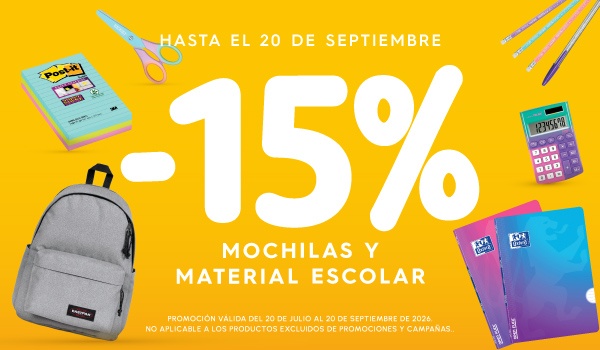 -15% en Mochilas y Material Escolar 